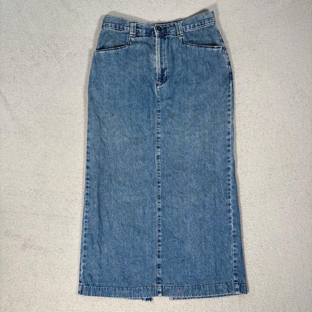 Vintage Lee Casuals Denim Midi Maxi Womens Size 28 Waist Skirt Blue Jean‎ Rodeo